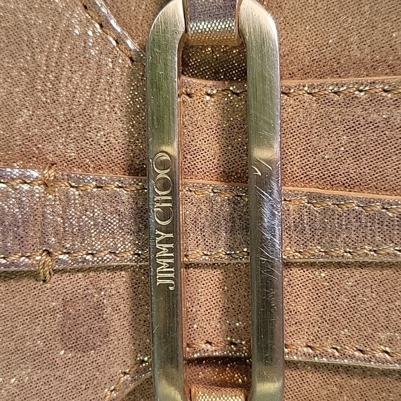 Jimmy Choo Gold Tone Metallic Leather Clutch/Wristlet - Picture 3 of 15